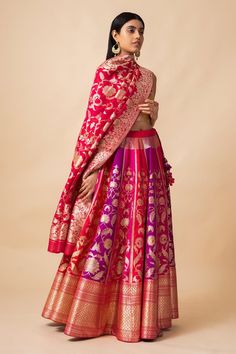 Cold Shoulder Blouse Designs, Desi Wear, Bridal Lehenga Red, Pink Lehenga