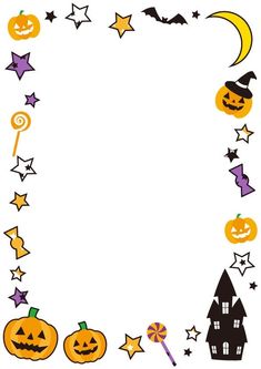 halloween frame with pumpkins and stars