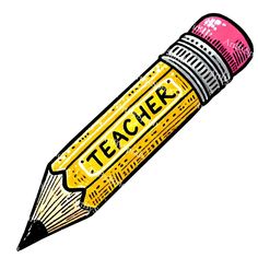 a drawing of a pencil with the word teacher written on it's tip and bottom