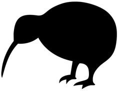 a black and white silhouette of a kiwi