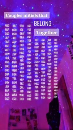 a purple and blue background with the words couples initials that belong together