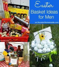 some baskets filled with golf balls and other items