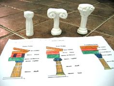 three different types of pedestals on top of a piece of paper