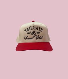 tailgate social club red and black hat Baseball Cap For Tailgating During Baseball Season, Retro Cap For Game Day, Retro Game Day Cap, Classic Red Hats For Sports Events, Classic Red Hat For Sports Events, Baseball Cap For Tailgating And Baseball Season, Casual Red Trucker Hat For Game Day, Red Adjustable Sports Fan Hats, Red Retro Hats For Baseball Season