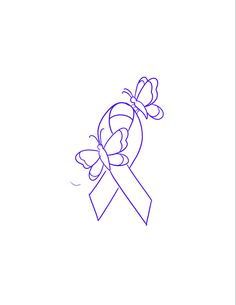 a drawing of a ribbon with butterflies on it