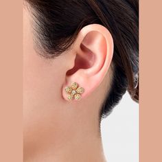 Mio Harutaka earring 18-karat yellow gold Yellow sapphires and diamonds Sapphire total carat weight: 0.82 Diamond total carat weight: 0.05 For pierced ears Sold individually Made in Japan Gold Flower Earrings With Brilliant Cut, Gold Flower Diamond Earrings With Prong Setting, Luxury Yellow Gold Flower Shaped Cluster Earrings, Yellow Gold Round Flower Earrings With Prong Setting, Yellow Gold Flower Earrings With Prong Setting, Yellow Gold Flower Earrings With Brilliant Cut, Fine Jewelry Yellow Gold Flower Earrings With Diamond Accents, Flower Shaped Diamond Earrings In Yellow Gold, Diamond Flower Yellow Gold Earrings