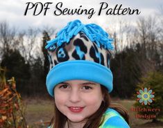 "S109CHLD is a super easy hat pattern you can make from Fleece or Knit Fabric. 5 sizes included to fit babies to children (head sizes 11.5\" to 21.5\"). Pattern also includes instructions for: 2 topper options, 2 flower variations, and a bow.  This is a DIGITAL PDF SEWING PATTERN only, NOT a finished product, NOT a kit.  Size Chart: (5 sizes included) 12.5\" fits 11.5\"-13.5\" head 14.5\" fits 13.5\"-15.5\" head 16.5\" fits 15.5\" to 17.5\" head 18.5\" fits 17.5\" to 19.5\" head 20.5\" fits 19.5 Toddler Hat Pattern, Girls Hat Pattern, Fleece Hat Pattern, Kids Hats Patterns, Hat Sewing Pattern, Hat Sewing, Beanie Hat Pattern, Fleece Hats, Hat Patterns To Sew