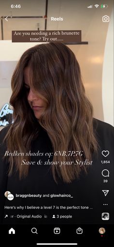 Dark Hair Winter Highlights, Brown Redken Shades Eq Formula, Dark Hair Toner, Brunette Formulas Redken, Redken Fall Color Formulas, Fall Hair Color Formulas, Light Brown Color Formula, Shades Eq Rich Brown Formula, Brunette Hair Formulas