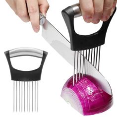 Onion Holder, Fruit Carving Tools, Slicing Onions, Kitchen Tools Design, Food Slicer, Gadgets Kitchen Cooking, Ideas Hogar, Kitchen Tool