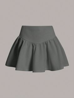 Tween Girl Woven Loose High Waist A-Line Vintage Casual Skirt Grey Casual   Woven Fabric Plain Flared Non-Stretch  Tween Girls Clothing, size features are:Bust: ,Length: ,Sleeve Length: Light Grey Skirt, Fancy Skirts, Ruffle Hem Skirt, Y2k Skirt, Fashion Tights, Hem Skirt, Gray Skirt