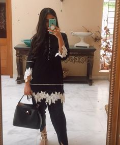 Black Dress Design, Jeans Casual Outfit, Black Frock, Frock Designs, Lace Suit, Latest Dress Design