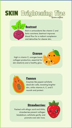 Fruits And Vegetables For Glowing Skin, Food For Brightening Skin, Fruits Good For Skin, How To Brighten Skin Naturally, How To Have Healthy Skin, Fruits For Skin, Diet For Skin, Fruits For Glowing Skin, Clay Mask Recipe