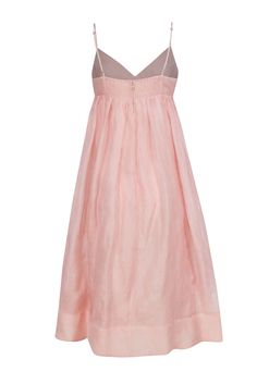 This Blush Pink flowy midi dress by Zimmermann is the perfect pick for your next summer wedding! With a delicate silk and linen blend, and a smocked back for a touch of texture, you can't go wrong with this one! Style it with strappy heels and a clutch for a femme, flirty finish. Let the compliments flow! Size 8 (Z 2) Shell 52% Linen, 48% Silk Lining 100% Cotton Invisible zipper back with hook and eye closure Smocked back Adjustable sleeveless straps Two slip pockets Bust 38" Waist (lining side) Spring Beach Linen Dress With Smocked Back, Daywear Spaghetti Strap Dress With Smocked Back, Feminine Sleeveless Linen Maxi Dress, Summer Midi Linen Dress With Smocked Back, Summer Bridesmaid Maxi Dress With Smocked Back, Spring Linen Dress With Smocked Back, Breezy Spaghetti Strap Dresses For Daywear, Summer Flowy Midi Bridesmaid Dress, Flowy Summer Midi Dress For Bridesmaids