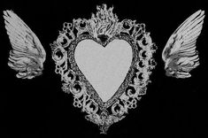 Gothic lace angel wings heart. Black and white (B&W) Scrapbook Inspo, I Fall To Pieces, Y2k Profile Picture, Note Tattoo, Notes Art, Magic Symbols, Heart Icon