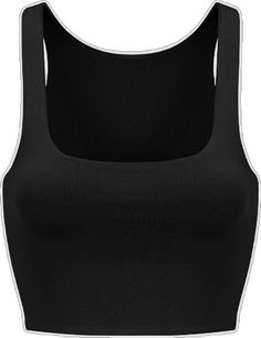 Black Fitted Vest With Scoop Neck, Sleeveless Fitted Elastane Crop Top, Fitted Seamless Tank Vest, Fitted Seamless Scoop Neck Vest, Fitted Seamless Vest With Scoop Neck, Fitted Elastane Vest For Summer, Fitted Seamless Vest With Tank Straps, Sleeveless Elastane Crop Top With Seamless Construction, Seamless Sleeveless Elastane Tank Top