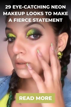 Neon Makeup Looks Neon Makeup Looks, Green Eyeshadow Looks, Neon Eyeliner, Green Eyeshadow Look, Neon Eyeshadow, Birthday Nail Designs, Neon Makeup, Anime Makeup