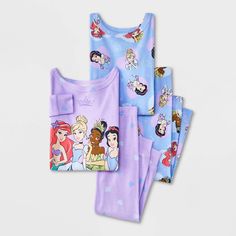 Prep your little one for magical dreamland adventures in this Snug-Fit Disney Princess Cotton Pajama Set. This set includes two pairs of PJs, with each piece crafted from 1x1 rib, 100% cotton for all-night cozy comfort. One pair includes a long-sleeve sleep tee in purple featuring an illustration of Ariel, Cinderella, Jasmine and Snow White and purple PJ pants with blue and aqua hearts. The other pair includes a long-sleeve sleep tee and PJ pants, both featuring heart-shaped illustrations of Ari