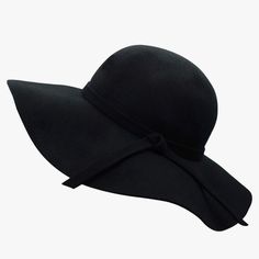 Bienvenu Women's Wide Brim Wool Ribbon Band Floppy Hat. Black. New With Tags. Black Casual Sun Hat For Party, Trendy Black Cloche Hat For Spring, Black Wide Brim Cloche Hat Casual, Elegant Winter Vacation Hats, Black Felt Hat For Summer Beach, Chic Black Cloche Hat For Beach, Black Trendy Cloche Hat For Spring, Trendy Black Felt Hat For Winter, Chic Curved Brim Felt Hat For Vacation