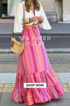 Women's Fashion Casual Boho Casual Elegant Skirt Pink Non-stretch Maxi Skirt, Non-stretch Pink Maxi Skirt, Non-stretch Pink Lined Maxi Skirt, Long Skirt Outfits, Modest Skirts, Elegant Skirt, Boho Casual, Skirt Outfits, Womens Fashion Casual