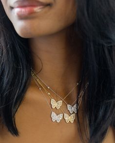 Butterflies are our favorite symbol of transformation and change which is why we love our Baguette Butterfly CZ necklaces from Alexandra Marks Jewelry. Gift Rhinestone Charm Necklaces, Dainty Rhinestones Jewelry, Diamond Accented Pendant Charm Necklace, Butterfly Necklaces, Bezel Necklace, Trendy Necklace, Cz Necklace, Butterfly Jewelry, Trendy Necklaces