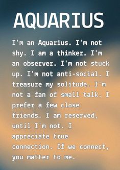 an aquarius poem written in white on a blue and yellow background