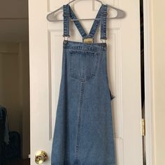 Lily & Parker Denim Overall Dress Never Worn, New With Tags Medium Sized, Runs A Little Large In The Waist Perfect For Spring And Summer! Denim Blue Overall Dress For Summer, Spring Medium Wash Denim Overall Dress, Casual Denim Blue Overall Dress, Full-length Medium Wash Overalls With Pockets, Non-stretch Medium Wash Denim Overalls, Denim Overall Dress, Overall Dress, Blue Black, Overalls