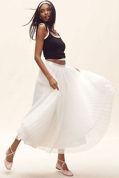 Hutch Pleated Tulle Midi Skirt White Tulle Skirt, Pleated Tulle, Tulle Midi Skirt, Fall Wedding Guest Dress, Skirt Maxi, Brunch Outfit, White Skirt, Hutch, Guest Dresses