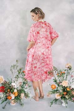 "Vintage 70s Pink Floral Lingerie Peignoir Dress lace Wedding Boudoir Bridal M L -Measurements- Estimated Size: Medium/Large Bust: 38\" Waist : free Hips: free Length: 44\" Sleeve: 12\" Model is 5'9 and measures 32/25/34" Summer Short Sleeve Dress For Wedding Night, Flowy Lace Trim Midi Dress For Wedding, Flowy Wedding Midi Dress With Lace Trim, Spring Wedding Robe With Lace Trim, Summer Wedding Robe With Lace Trim, Feminine Spring Wedding Nightgown, Sheer Nightgown For Spring Wedding, Spring Sheer Dress For Wedding Night, Sheer Robe For Wedding Night In Spring