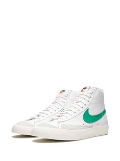 "Find NIKE Blazer Mid '77 Vintage Lucid Green Sneakers on Editorialist. Supplied by a premier sneaker marketplace dealing with unworn, already sold out, in demand rarities. Each product is rigorously inspected by experienced experts guaranteeing authenticity. Thanks in part to Virgil Abloh's recent collaborations, the Nike Blazer has been given some more attention as of late. This Nike Blazer Mid '77 VNTG 'Lucid Green' first released in January 2019. The clean take on the '70s basketball model f Blazer Mid 77 Vintage, Nike Blazer Mid 77, Nike Blazer Mid, Nike Blazers Mid, Vintage Sneakers, Green Sneakers, Nike Brand, Blazer Mid, Nike Sports