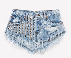 a pair of denim shorts with roses on the side