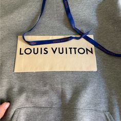 Brand New Hoodie That Has Been Repurposed With Louis Vuitton Gift Wrap, Ribbon And Dust Bag. Oversize Medium. Re Purposed Louis Vuitton, Lv Hoodie, Lv Sweatshirt, Lv Sweater, Louis Vuitton Sweatshirt Replica, Louis Vuitton Gifts, Grey Hoodie, Blue Grey, Dust Bag