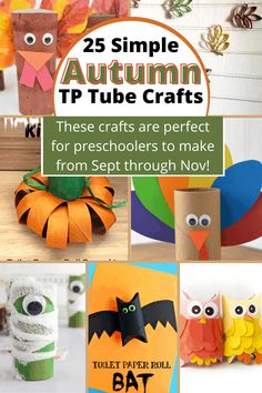 the 25 simple autumn tp tube crafts are perfect for preschoolers to make from sep through november