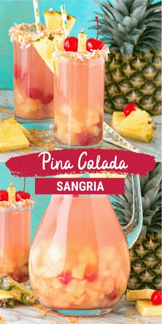 pine colada sanggraa with pineapples in the background