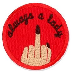 a red and white patch with the words help & always on it