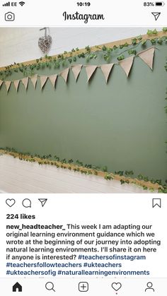 the instagram page for instagram is displayed with an image of plants and bunting