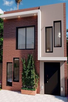 Small House Design Exterior, Brick Exterior House, House Front Design, Exterior Brick