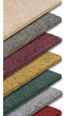 various colors of carpet on white background