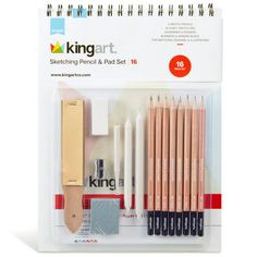 the king art sketching pencils and pen set is in its package