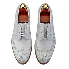 Brogue White Oxford Leather Classic Mens Shoes on Storenvy White Dress Shoes Men, Quality Leather Boots, White Oxford, Alligator Shoes, White Dress Shoes, Custom Design Shoes, Oxford White, Cool Outfits For Men, Handmade Shoes