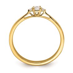 This exquisite 14k yellow gold ring is a symbol of everlasting love and commitment. Featuring a brilliant round diamond solitaire, this ring is a timeless choice for a first promise or engagement. The diamond's fire and brilliance are showcased in the classic four-prong setting, allowing the stone to catch the light from every angle. Crafted from high-quality 14k yellow gold, this ring is designed to last a lifetime. Whether you're proposing or celebrating a milestone, this ring is a beautiful r Yellow Gold Solitaire Promise Ring, Classic Yellow Gold Diamond Ring With Halo Setting, Yellow Gold Diamond Ring With Tension Setting, Classic Yellow Gold Promise Ring, Classic Yellow Gold Promise Diamond Ring, Gold Diamond Ring With Marquise Cut, Classic Gold Diamond Ring With Halo Setting, Gold Diamond Ring Marquise Cut With Tension Setting, Gold Marquise Cut Diamond Ring With Tension Setting