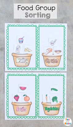 food groups sorting activity for kids to practice sorting the fruits and vegetables with this free printable