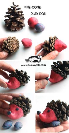 pine - cone play doh made from clay and painted with acrylic paint