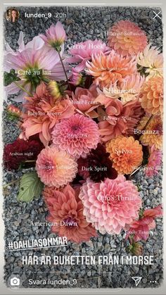 an image of flowers on the ground with words above it that read, har ar buuten fram morse