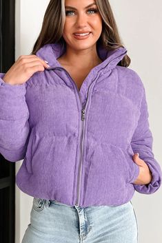 Snow Season Corduroy Puffer Jacket (Purple) · NanaMacs Purple Puffer Jacket, Corduroy Puffer Jacket, Corduroy Puffer, Snow Season, Jacket Puffer, Flying Monkey Jeans, Juniors Jeans, Large Dress, Jeans Size Chart