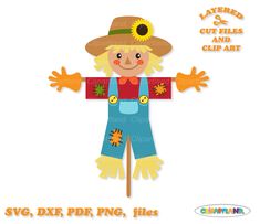 a scarecrow cut file with the words svg, dxf, png, files