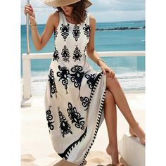 Season:Summer; Fabric:Satin; Sleeve Length:Short Sleeve; Gender:Women's; Style:Hawaiian,Bohemia; Occasion:Vacation; Fit Type:Loose Fit; Dresses Type:Black Dress; Pattern:Geometric; Design:Print; Neckline:Crew Neck; Front page:FF; Listing Date:04/02/2024; Dress Length Type:Long Dress Maxi Dress; Print Type:Print Print Dresses, Womens Black Dress, Light Hair, Dress Maxi, Types Of Dresses, Long Maxi Dress, Dress Pattern, Summer 2024, Tank Dress