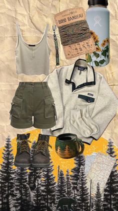 Hiking Needs, Simple Granola Outfits, Camping Fits Aesthetic, Earthy Crunchy Outfits, Camping Outfits Aesthetic, Cold Hiking Outfit, Cute Hiking Outfit