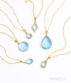 We're celebrating the month of December with beautiful Blue Topaz Quartz. You can choose your favorite pendant shape that fits your style to show off your birthstone. This would make for a great give for birthdays or holidays, or if you need a bit of aqua in your jewelry fashion. The gemstones are listed in the following order: 1. Large Round - 18mm 2. Large Teardrop - 18 x 25mm 3. Small Round - 10mm 4. Small Prong Teardrop - 9 x 12mm 5. Diamond Prong - 8 x 13mm 6. Small Teardrop - 9 x13mm - - - December Birthstone Necklace, November Birthstone Necklace, Heartbeat Necklace, Month Of December, December Birthday, Christmas Blue, Blue Topaz Necklace, Gold Vermeil Jewelry, Topaz Necklace