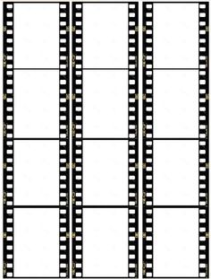 a film strip with black and white filmstrips on the sides, all lined up