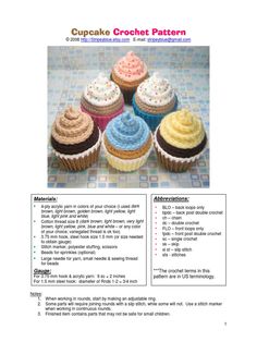 the cupcake crochet pattern is shown with instructions for how to make it